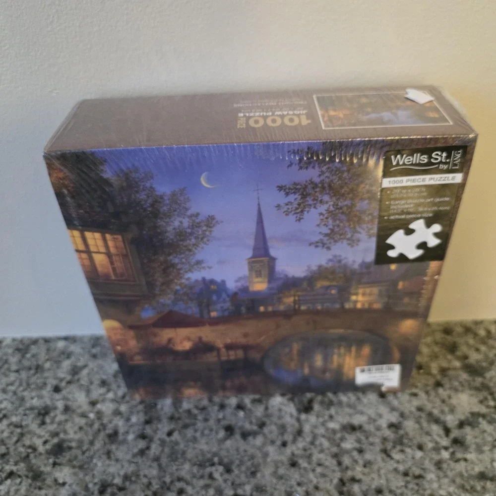 Wells St. By LANG Twilight Reflections 1000 Pc Puzzle City Night Multi Color